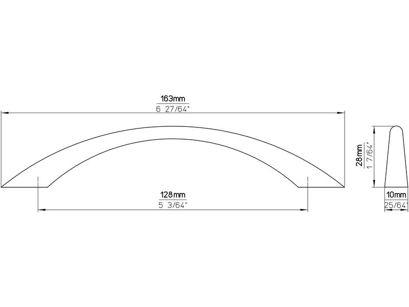 Meubelgreep aluminium look boog 128mm 163x10x28mm