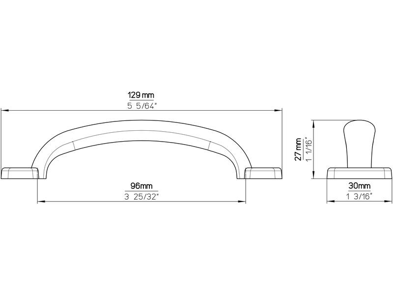 Meubelgreep antiek zilver look 96mm 129x30x27mm