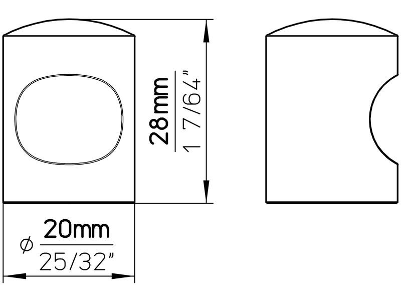 Meubelknop RVS 20mm 20x20x28mm