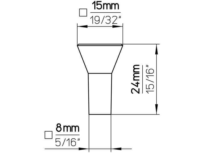 Meubelknop aluminium look 16mm 15x15x24mm
