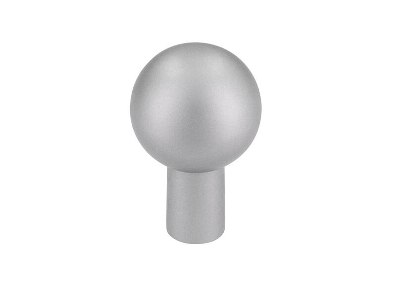 Meubelknop aluminium look bol 16mm 16x16x25mm