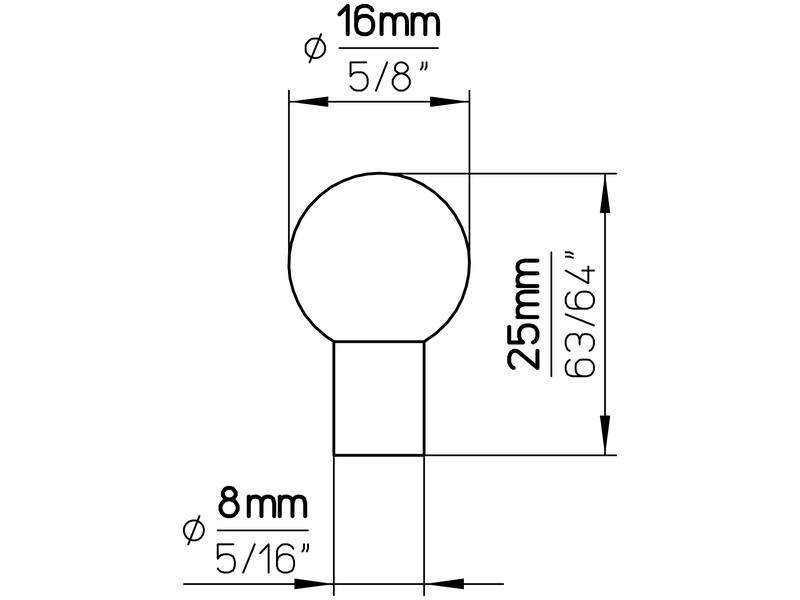 Meubelknop aluminium look bol 16mm 16x16x25mm