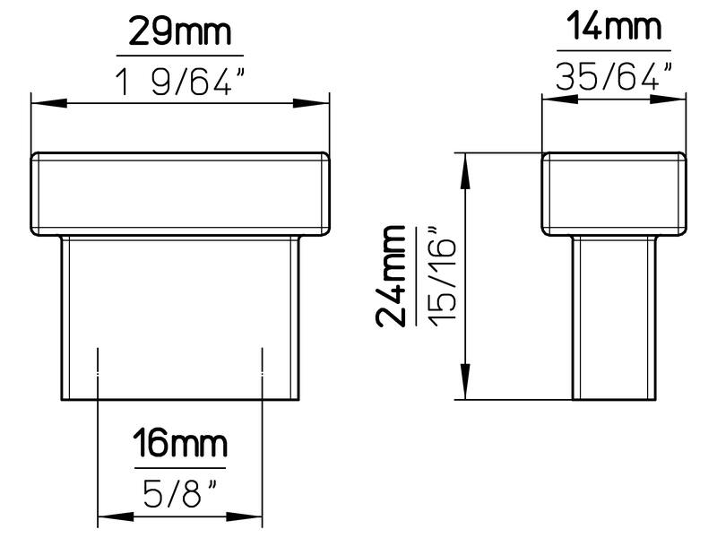 Meubelknop aluminium look 29mm 29x14x24mm