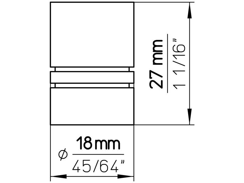 Meubelknop RVS 18mm 18x18x27mm