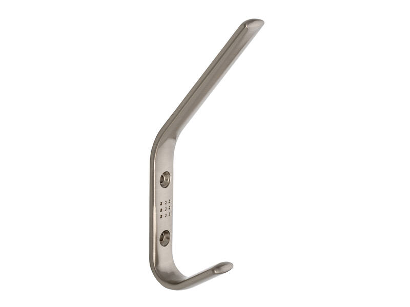 Kapstokhaak RVS look zamac recht dubbel 150x18x63mm