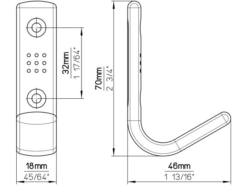 Jashaak RVS look zamac 70x18x46mm