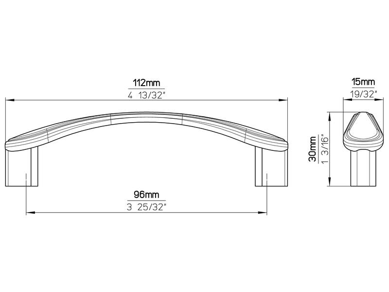 Meubelgreep aluminium look 96mm 112x15x30mm