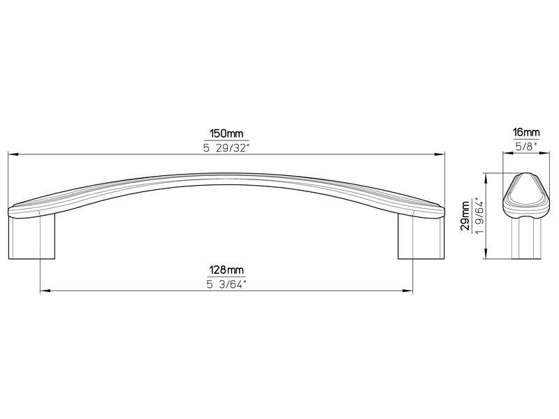 Meubelgreep RVS 128mm 150x16x29mm