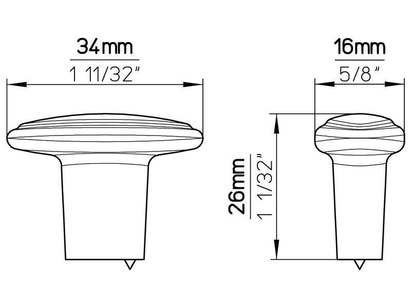 Meubelknop aluminium look 35mm 34x16x26mm