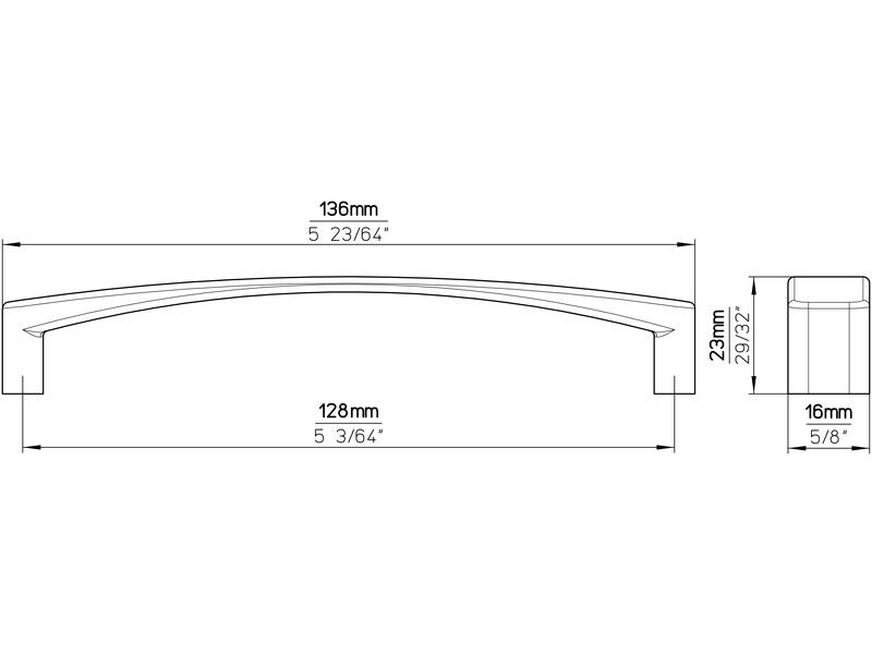 Meubelgreep aluminium look 128mm 136x16x23mm