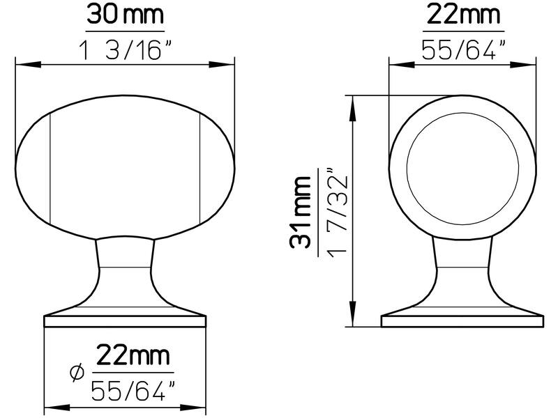 Meubelknop RVS look 30mm 30x22x31mm