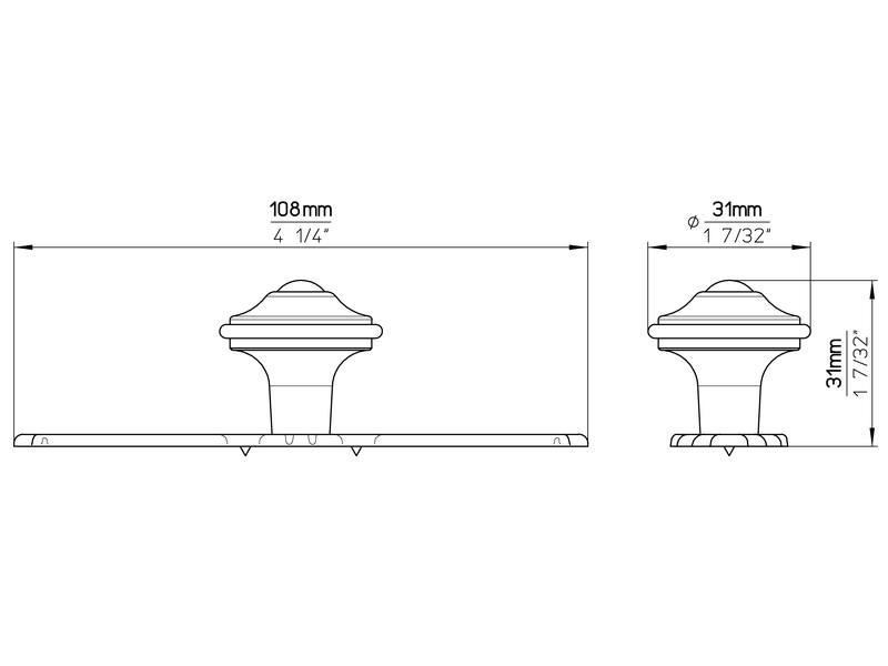 Meubelknoppen brons look 108mm 2 stuks 108x31x31mm incl. achterplaat