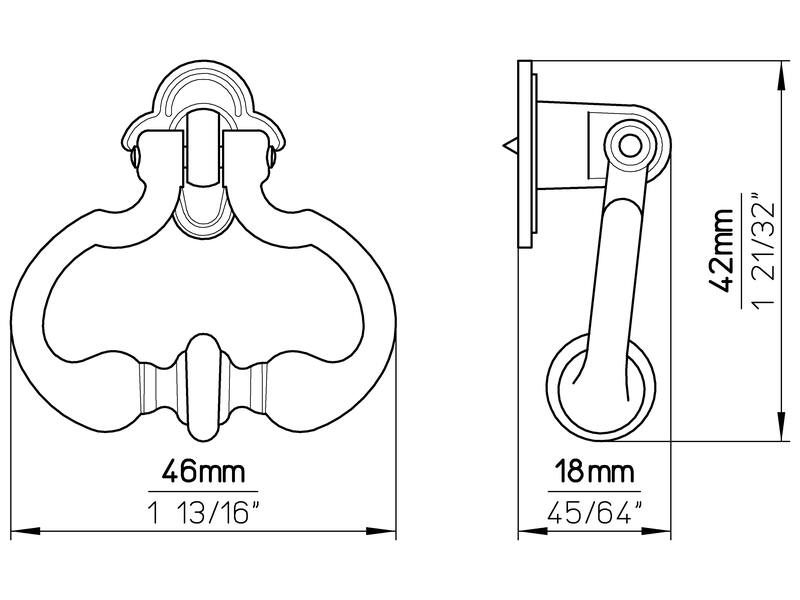 Meubeltrekker brons look 46mm 2 stuks 42x46x18mm