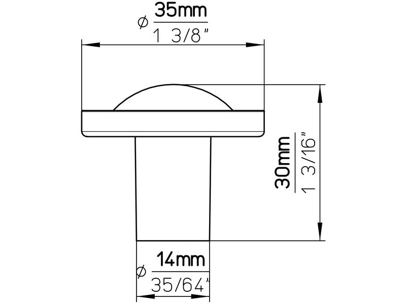 Meubelknop RVS look rond 35mm 35x35x30mm