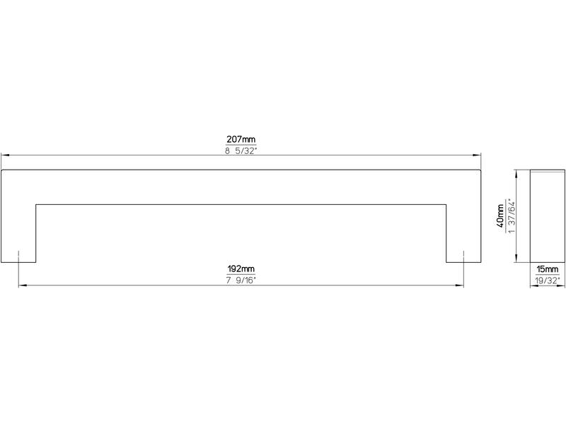 Meubelgreep RVS vierkant 192mm 207x15x40mm