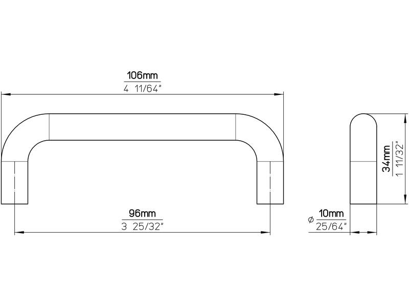 Meubelgrepen zwart kunststof 96mm 2 stuks 106x10x34mm