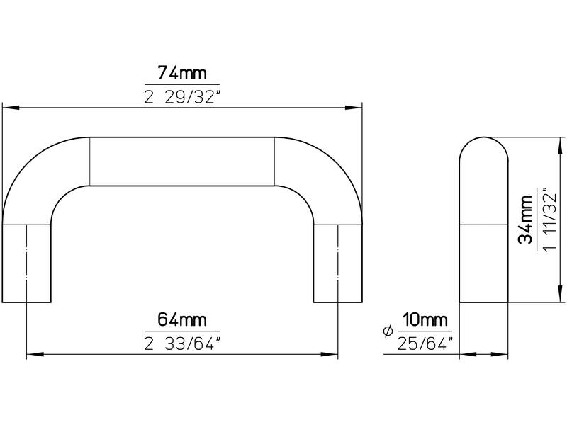Meubelgrepen wit kunststof 64mm 2 stuks 74x10x34mm