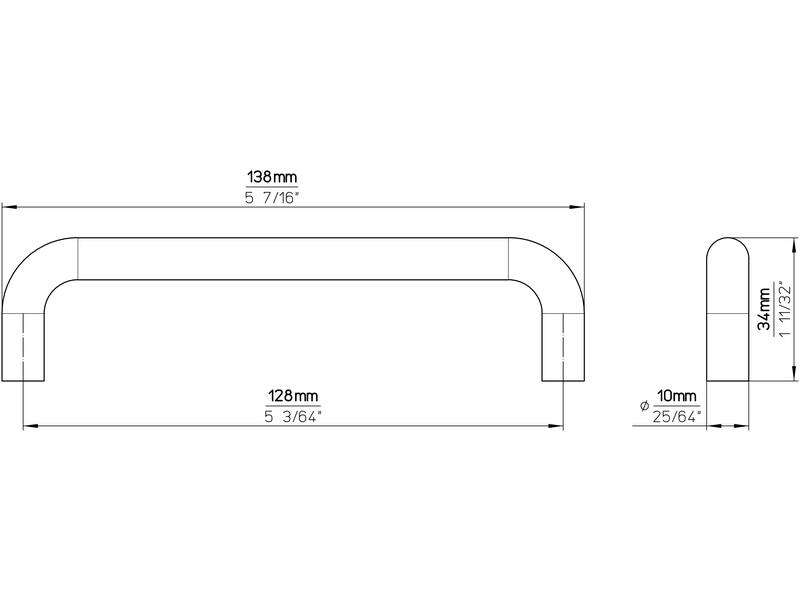Meubelgrepen zwart kunststof 128mm 2 stuks 138x10x34mm