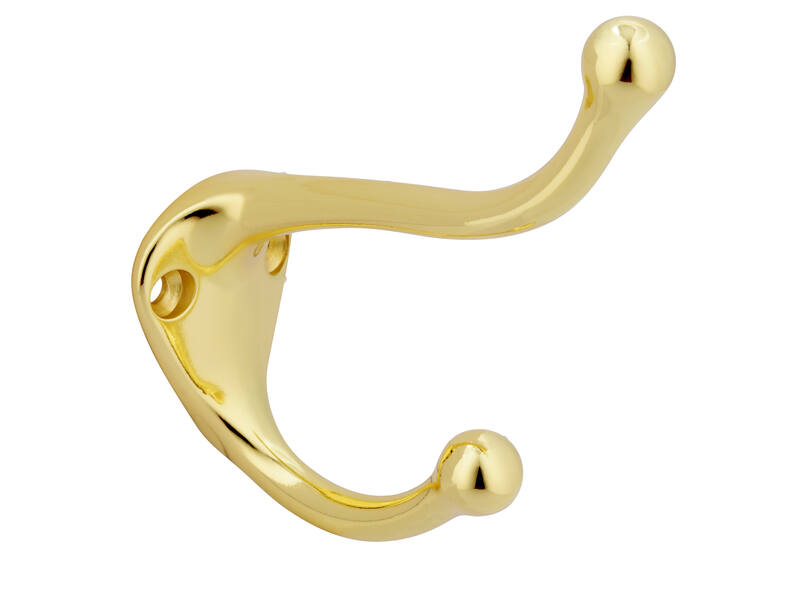 Kapstokhaak messing look zamac enkel 82x32x76mm