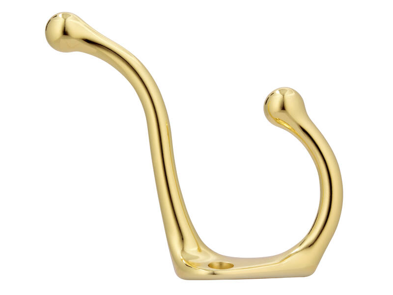 Kapstokhaak messing look zamac enkel 82x32x76mm