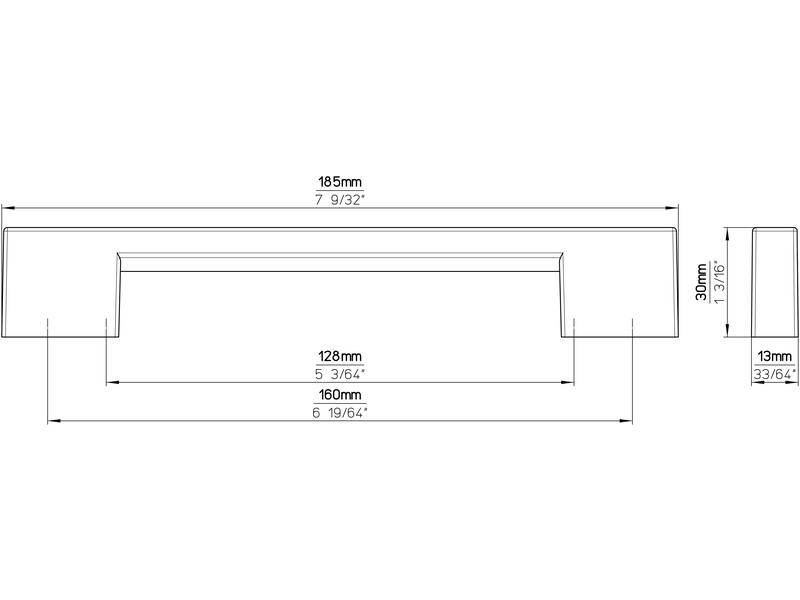 Meubelgreep RVS look 128mm 185x13x30mm