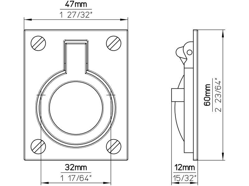 Luikring RVS look zamac 60x47x12mm