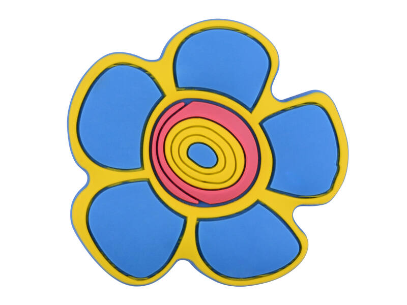 Meubelknop blauw/geel bloem 45x45x25mm