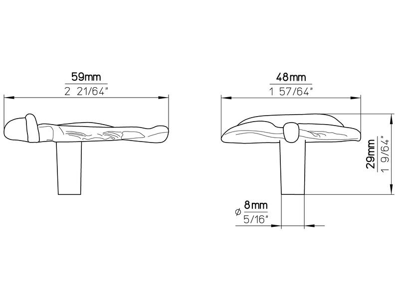 Meubelknop antiek ijzer look boot 59x48x29mm