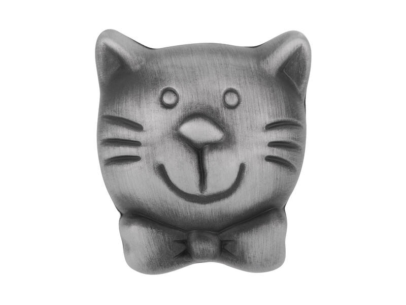 Meubelknop antiek ijzer look poes 37x32x25mm