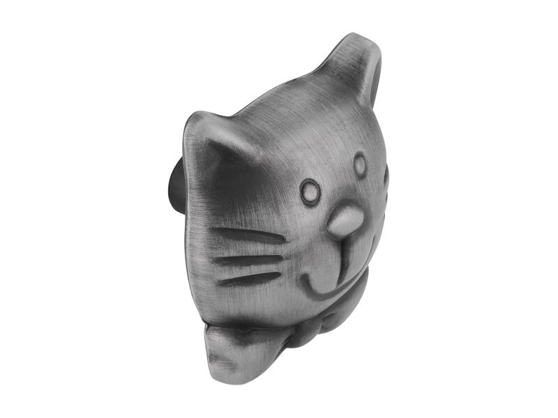 Meubelknop antiek ijzer look poes 37x32x25mm