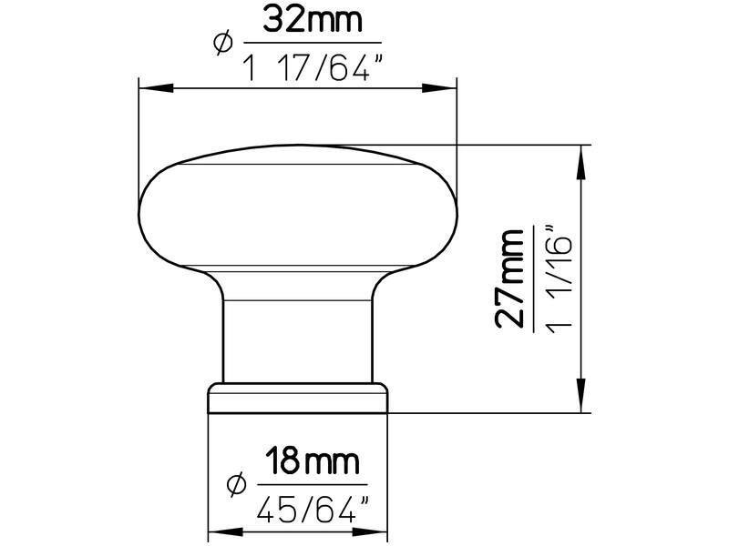 Meubelknop zilvergrijs kunststof 32mm 32x32x27mm