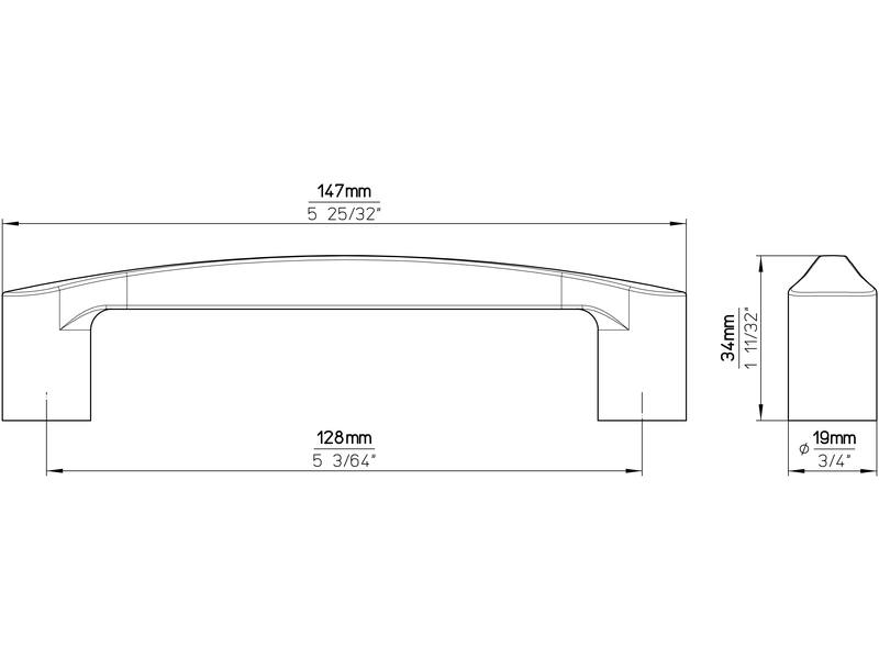Meubelgreep RVS look 128mm 147x19x34mm