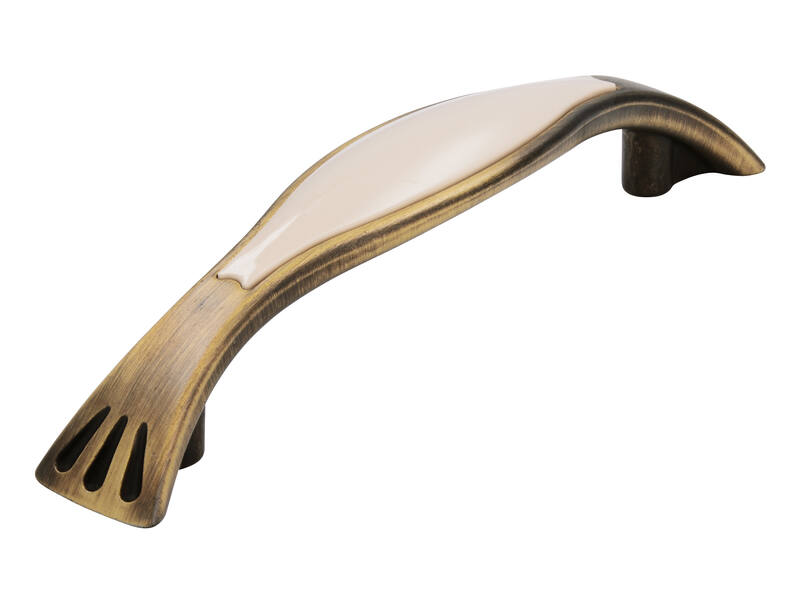Meubelgreep antiek brons/beige zamac 96mm 129x22x27mm