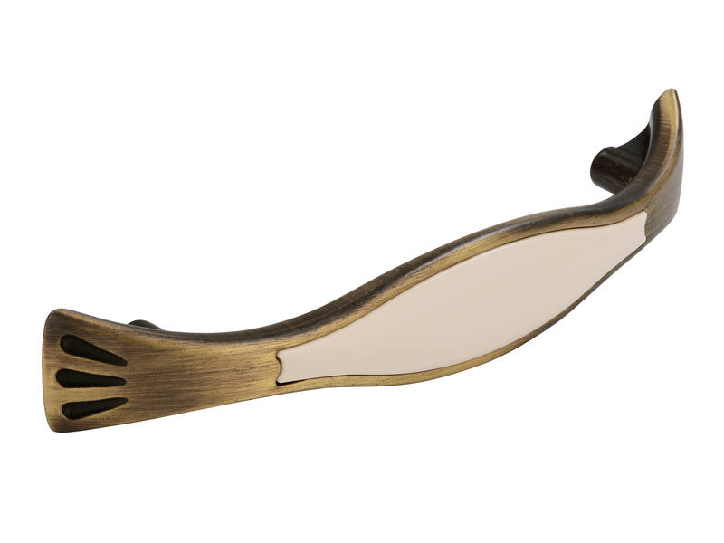 Meubelgreep antiek brons/beige zamac 96mm 129x22x27mm