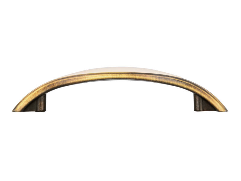 Meubelgreep antiek brons/beige zamac 96mm 129x22x27mm