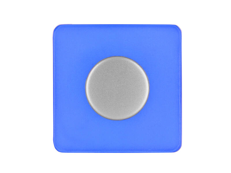 Meubelknop lichtblauw/aluminium look kunststof vierkant 30x30x26mm
