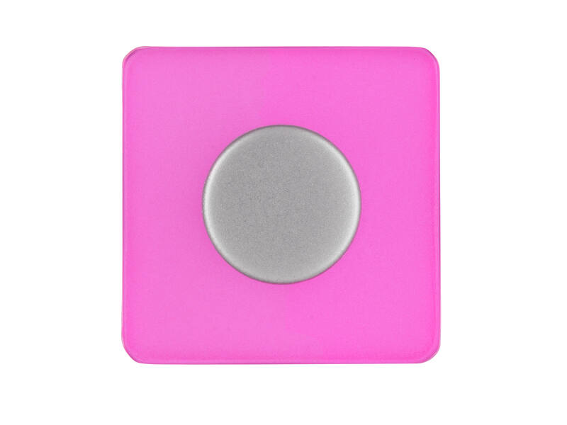 Meubelknop roze/aluminium look kunststof vierkant 30x30x26mm