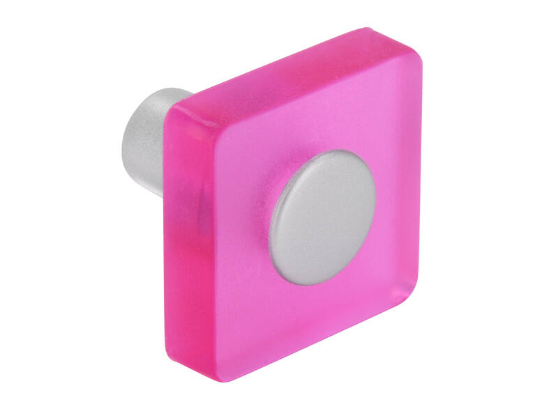 Meubelknop roze/aluminium look kunststof vierkant 30x30x26mm