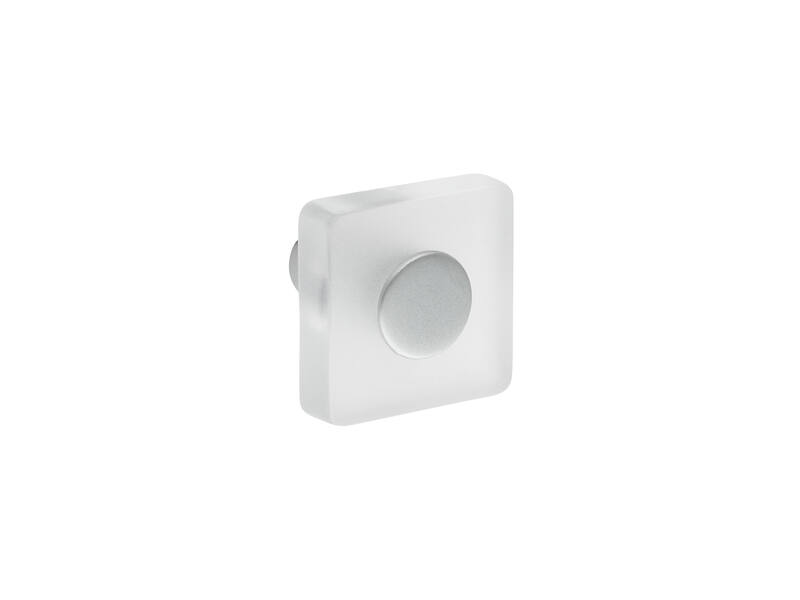 Meubelknop transprarant/aluminium look kunststof vierkant 30x30x26mm