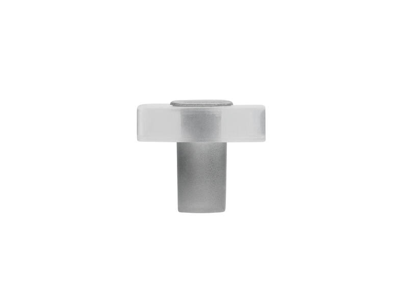 Meubelknop transprarant/aluminium look kunststof vierkant 30x30x26mm