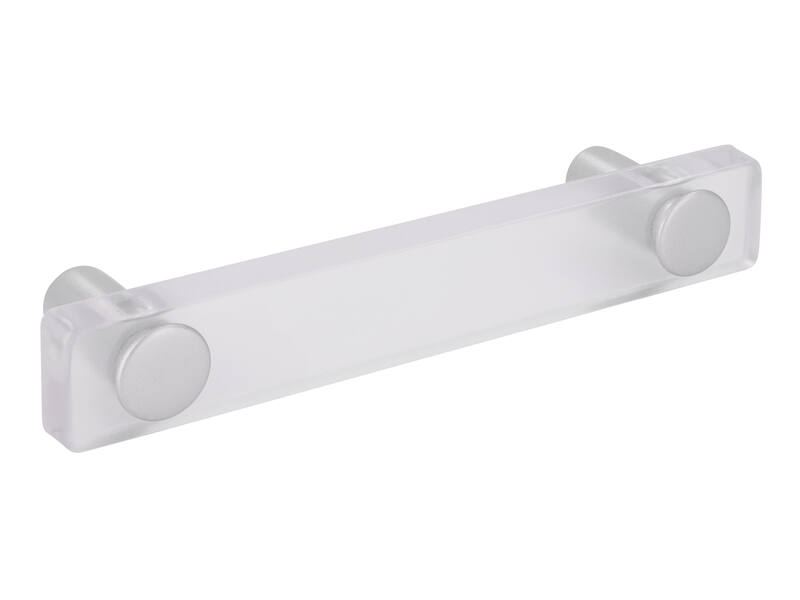 Meubelgreep transparant/aluminium look kunststof 96mm 126x20x26mm