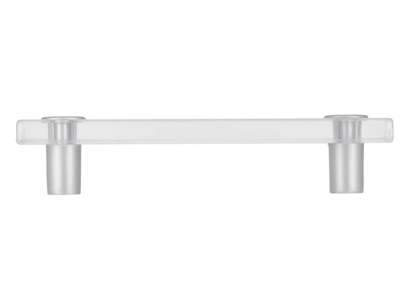 Meubelgreep transparant/aluminium look kunststof 96mm 126x20x26mm