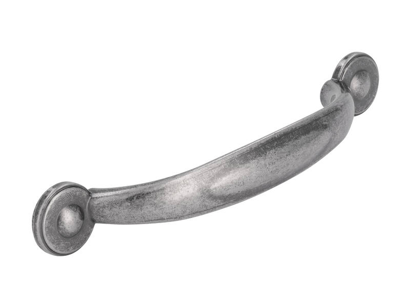 Meubelgreep oud zilver look zamac 96mm 136x20x25mm