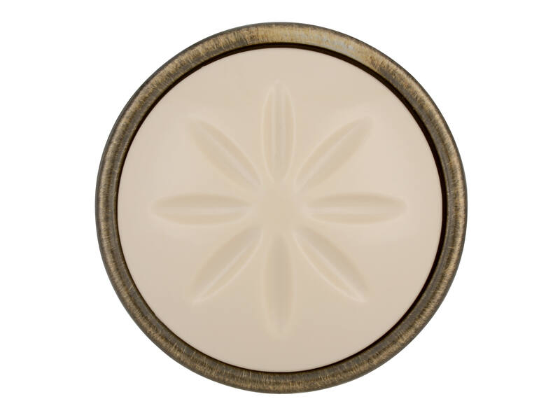 Meubelknop antiek brons/beige 34mm 34x34x30mm