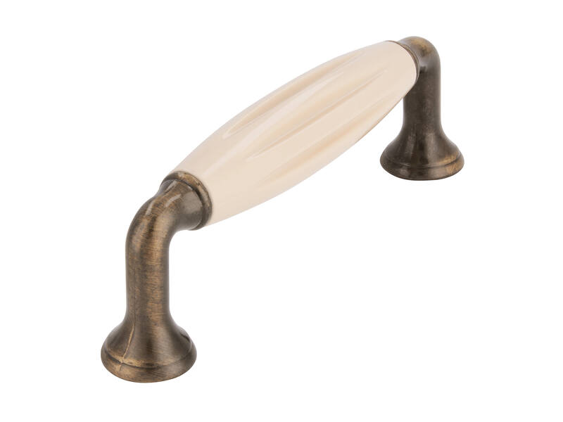 Meubelgreep antiek brons/beige 96mm 114x18x37mm