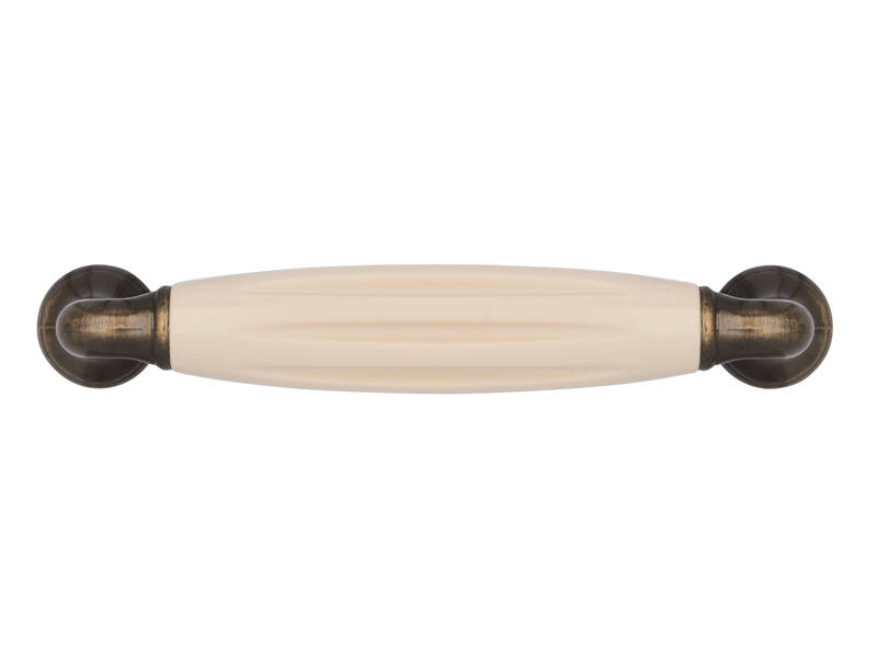 Meubelgreep antiek brons/beige 96mm 114x18x37mm