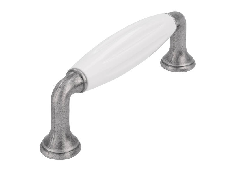 Meubelgreep wit/tin look 96mm 114x18x37mm
