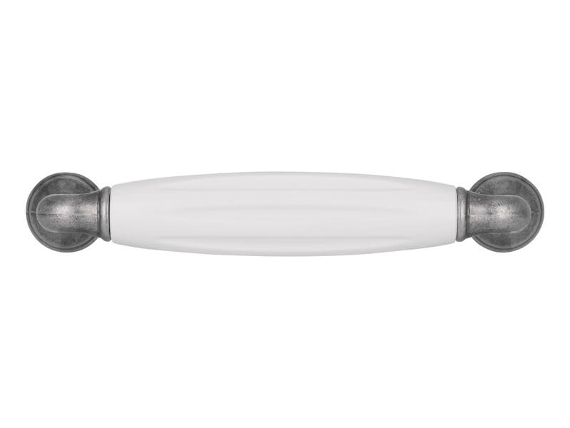 Meubelgreep wit/tin look 96mm 114x18x37mm
