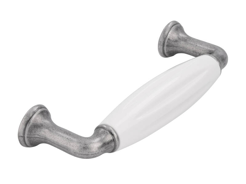 Meubelgreep wit/tin look 96mm 114x18x37mm