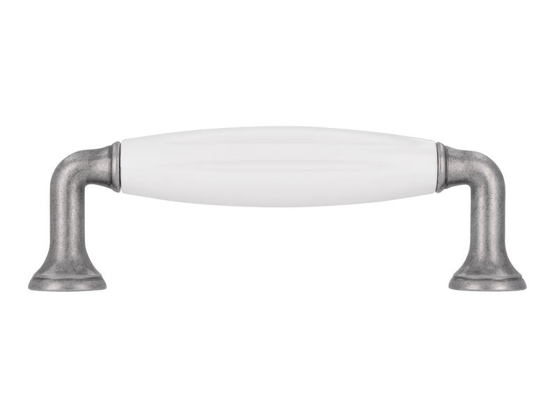 Meubelgreep wit/tin look 96mm 114x18x37mm